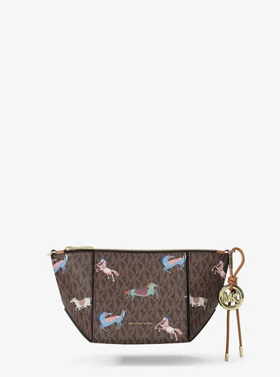 Michael Kors Jordi Small Signature Logo Convertible Crossbody Bag In Brown