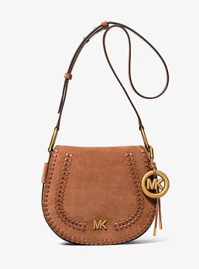 Michael Kors Josie Medium Whipstitched Suede Saddle Bag In Brown