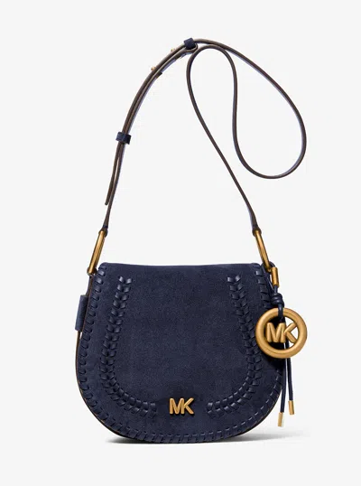 Michael Kors Josie Medium Whipstitched Suede Saddle Bag In Multi