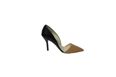 Michael Kors Julieta Two Tone D'orsay Pumps In Brown And Black Leather