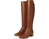 Michael Kors June Boots Women's Brown Leather Round Toe Knee-high Ver642 In Brown