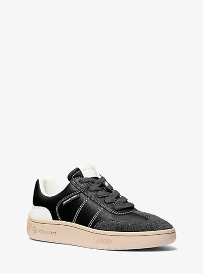 Michael Kors Kai Mixed-media Sneaker In Black