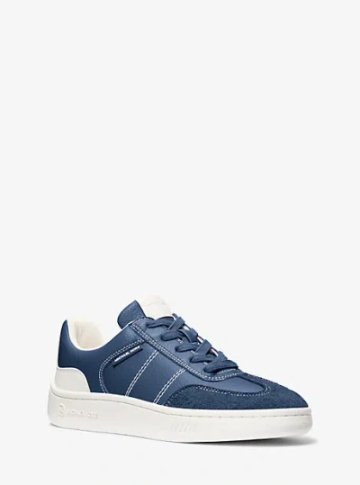 Michael Kors Kai Mixed-media Sneaker In Blue