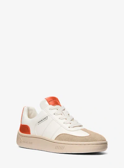 Michael Kors Kai Mixed-media Sneaker In Red