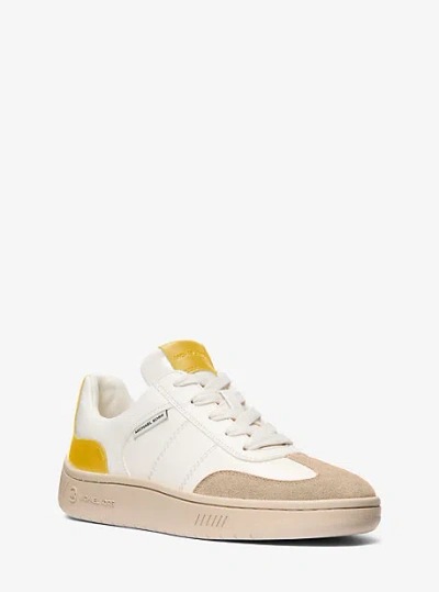 Michael Kors Kai Mixed-media Sneaker In Yellow