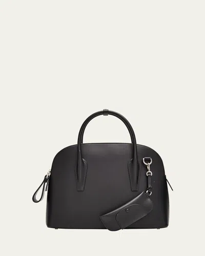 Michael Kors Kaitlin Large Dome Box Leather Top-handle Bag In Black