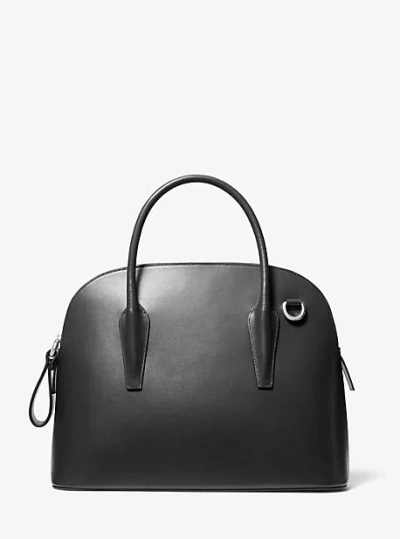 Michael Kors Kaitlin Large Leather Dome Satchel In Black