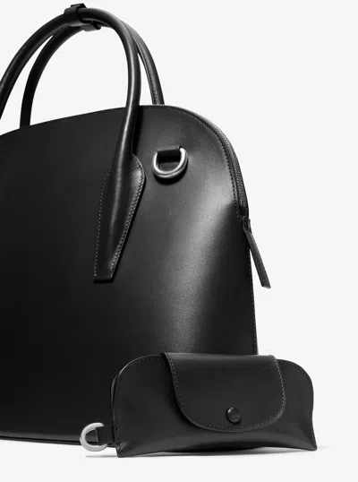 Michael Kors Kaitlin Large Leather Dome Satchel In Black