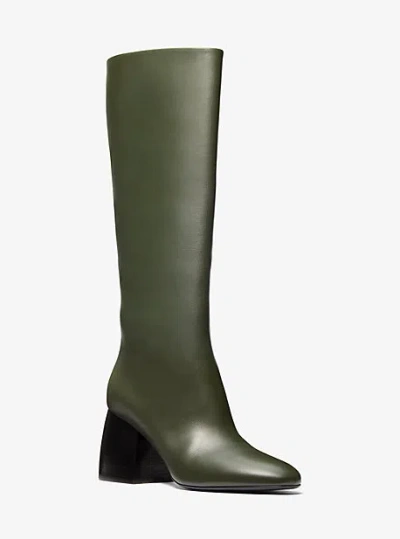 Michael Kors Kaitlin Leather Riding Boot In Green