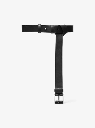 Michael Kors Kaitlin Leather Waist Belt In Black