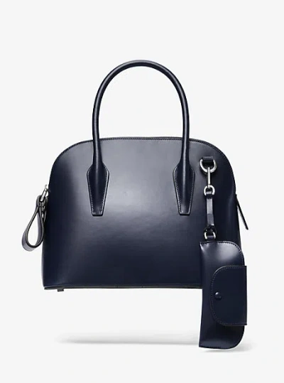 Michael Kors Kaitlin Medium Leather Dome Satchel In Blue