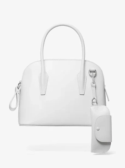 Michael Kors Kaitlin Medium Leather Dome Satchel In White