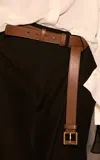 Michael Kors Kaitlin Roller Buckle Collar Stud Trouser Belt In Brown