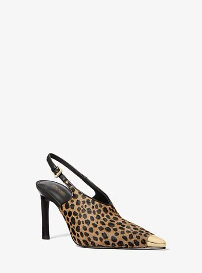 Michael Kors Kasia Cheetah Print Calf Hair Slingback Pump In Natural