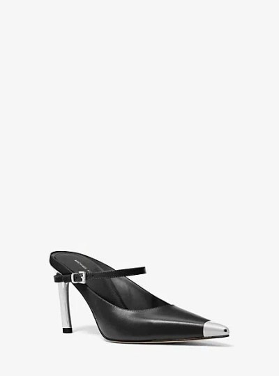 Michael Kors Kasia Leather High Mule Pump In Black