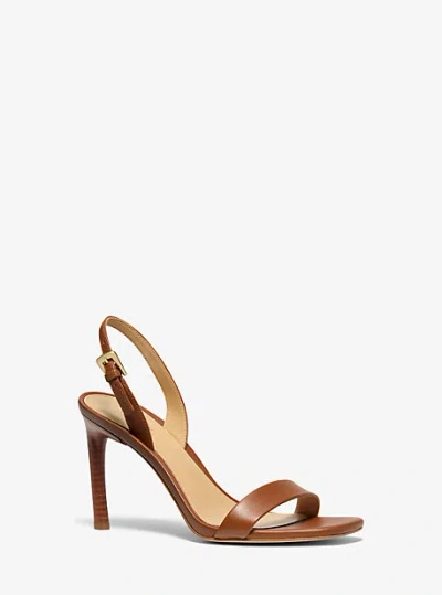 Michael Kors Kasia Leather Sandal In Brown