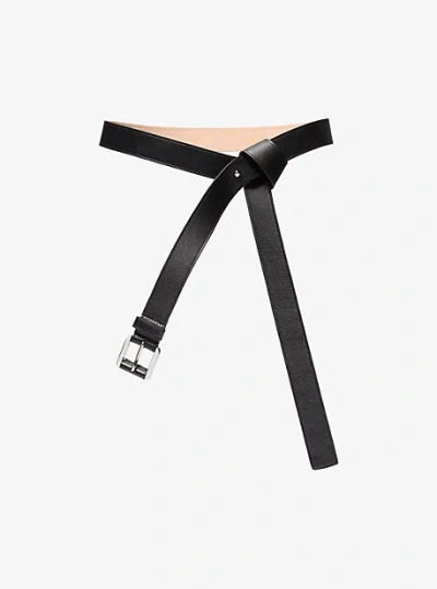 Michael Kors Kasia Leather Wrap Belt In Black
