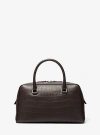 Michael Kors Kasia Medium Crocodile Embossed Leather Satchel In Brown