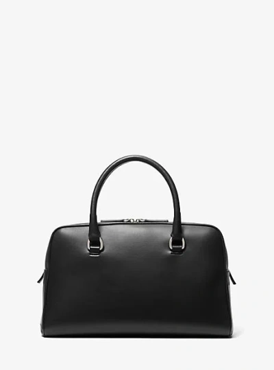 Michael Kors Kasia Medium Leather Satchel In Black