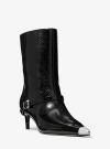 Michael Kors Kasia Snake Embossed Leather Buckle Boot In Black