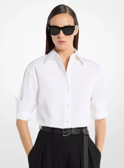 Michael Kors Katia Cotton Poplin Shirt In White