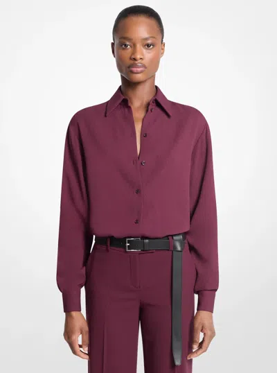 Michael Kors Katie Viscose Georgette Button Down Shirt In Red