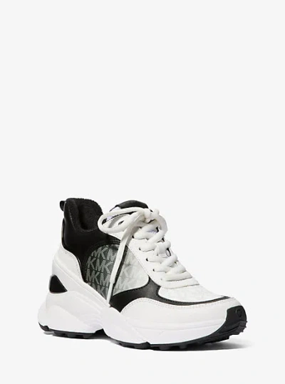 Michael Kors Katrina Mixed-media Trainer In Black