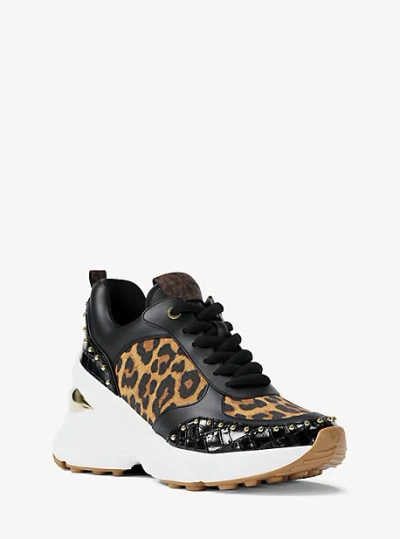 Michael Kors Katrina Mixed-media Trainer In Multi