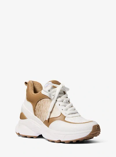 Michael Kors Katrina Mixed-media Trainer In Natural