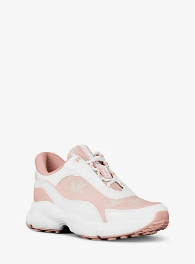 Michael Kors Katrina Mixed-media Trainer In Pink