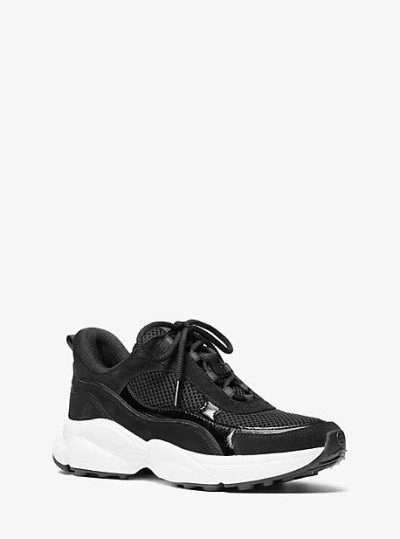 Michael Kors Katrina Suede And Mesh Trainer In Black