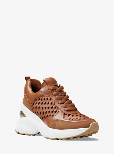Michael Kors Katrina Woven Wedge Trainer In Brown