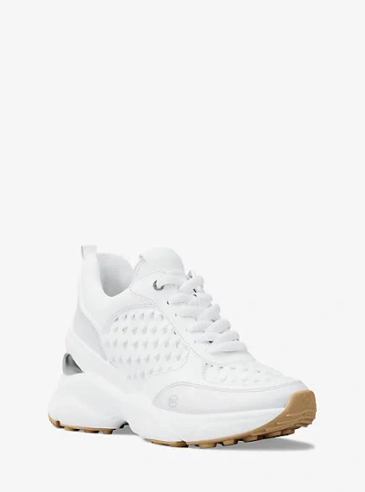 Michael Kors Katrina Woven Wedge Trainer In White