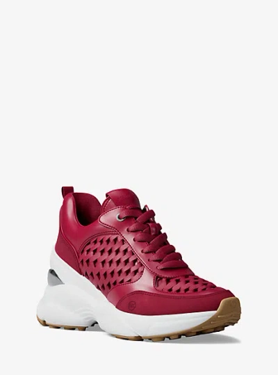 Michael Kors Katrina Woven Wedge Trainer In Red