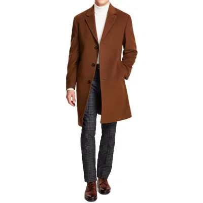 Michael Kors Kavon Mens Collar Wool Overcoat In Brown