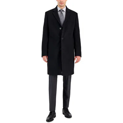 Michael Kors Kavon Mens Solid Wool Overcoat In Black
