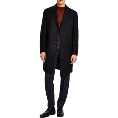 Michael Kors Kavon Mens Solid Wool Overcoat In Black