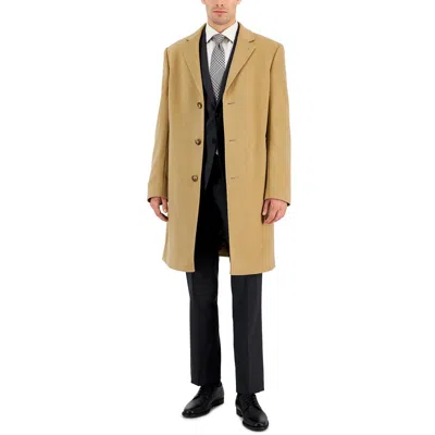 Michael Kors Kavon Mens Solid Wool Overcoat In Brown