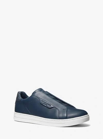 Michael Kors Keating Leather Slip-on Sneaker In Navy