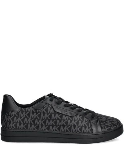 Michael Kors Keating Monogram-logo Sneakers In Black