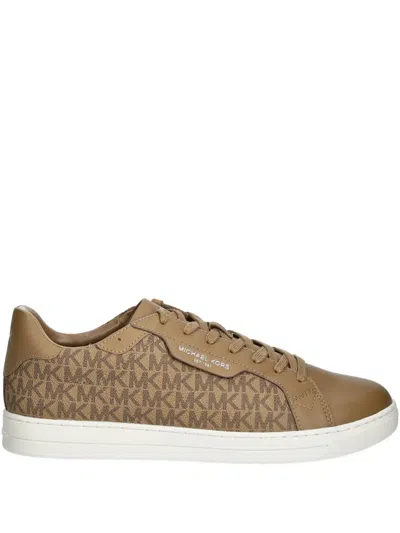 Michael Kors Keating Monogrammed Lace-up Sneakers In Brown