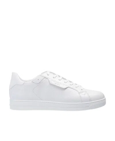 Michael Kors Keating Pebbled-effect Sneakers In White