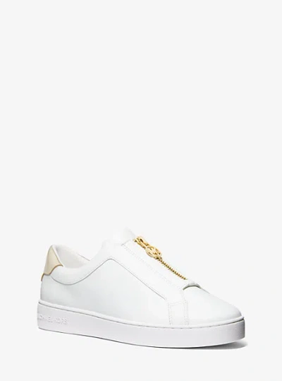 Michael Kors Keaton Leather Zip-up Sneaker In White