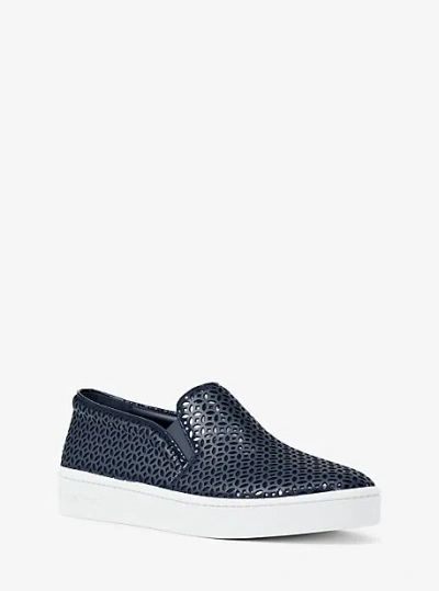 Michael Kors Keaton Perforated Slip On Sneaker In Blue