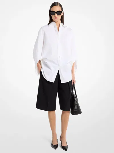 Michael Kors Keegan Cotton Poplin Shirt In White