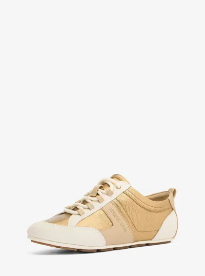 Michael Kors Keely Color-block Metallic Leather Trainer In Neutral