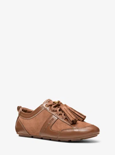 Michael Kors Keely Tassel Suede Trainer In Brown