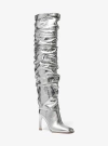 Michael Kors Kelsea Crackled Metallic Leather Slouchy Boot In Silver
