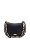 Michael Kors Kendall Leather Shoulder Bag With Frontal Monogram In Black