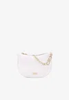 Michael Kors Kendall Leather Shoulder Bag With Frontal Monogram In White